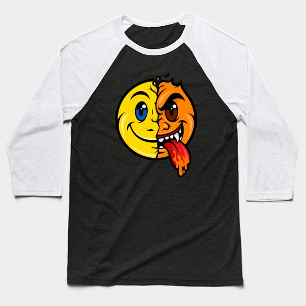 SMILE AND EVIL EMOTION Baseball T-Shirt by Greater Maddocks Studio